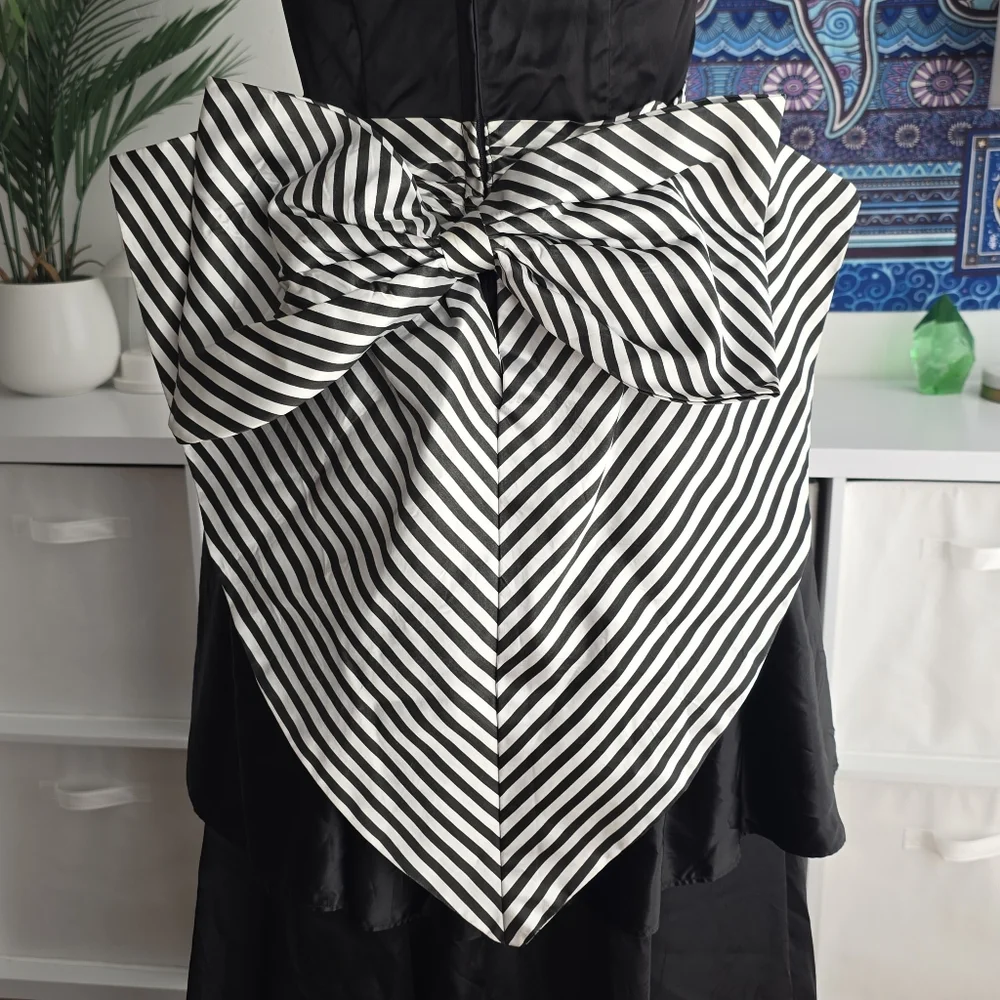 Vintage 80s Gunne Sax by Jessica McClintock Strapless Tiered Gown w Bow US 9 - Picture 6 of 16